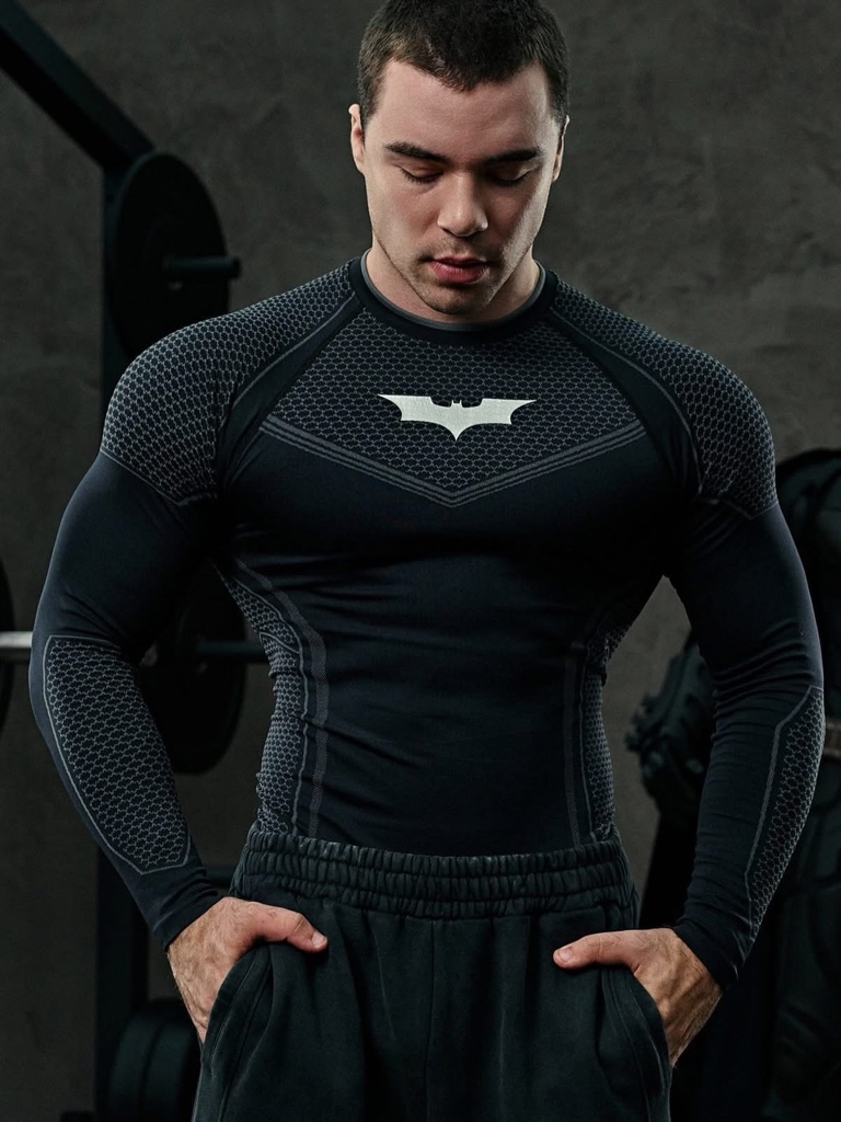 8004 YoungLA BATMAN COMPRESSION LONGSLEEVES Black