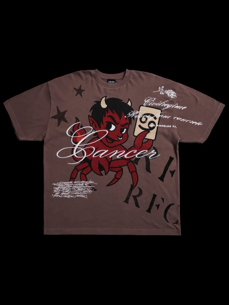 CIVIL REGIME Devilish Cancer American Classic Oversized Tee in Mojave Brown