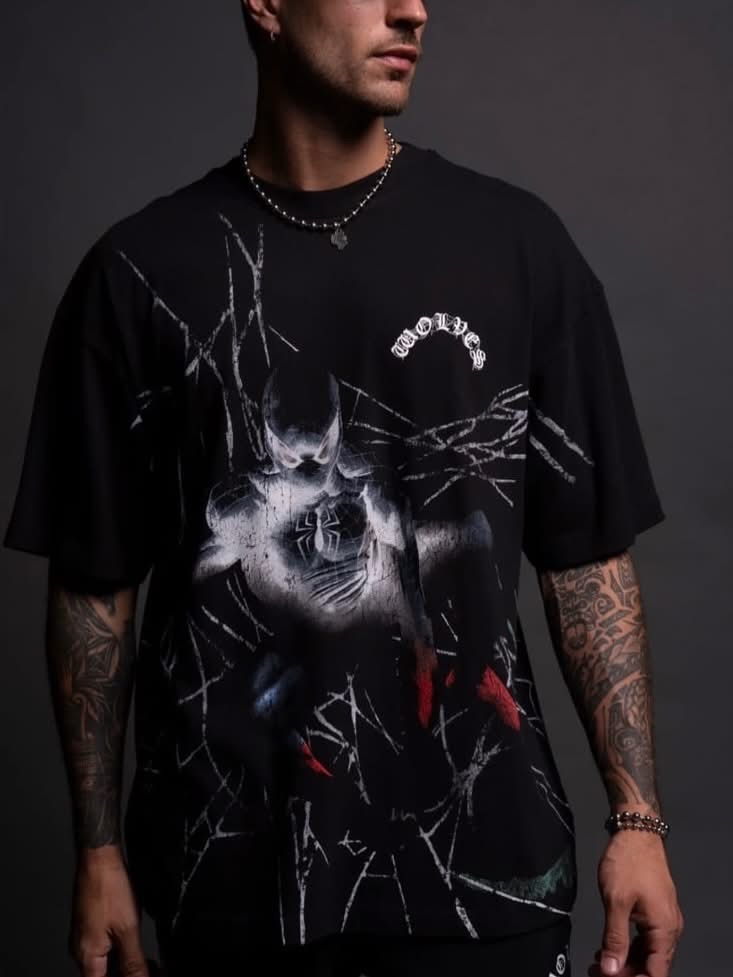 DarcSport 🐺Spider-Man Tomb “Side By Side” Series Oversized Tee in Black