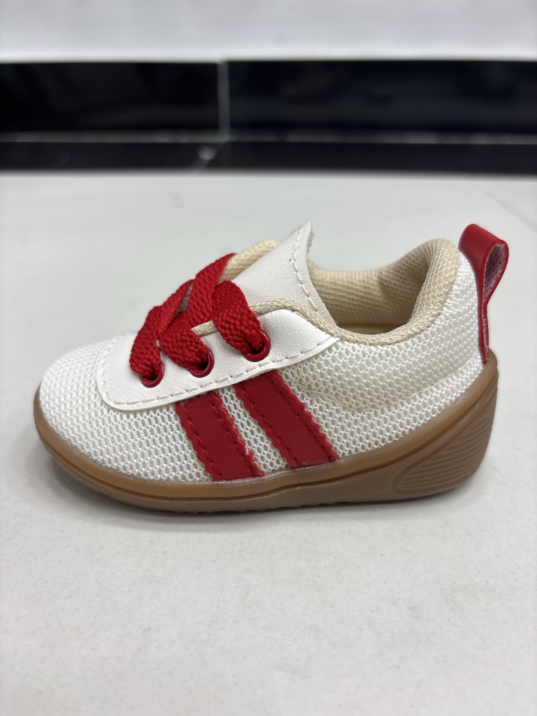 Zapato Tela Blanco Rojo Marlos