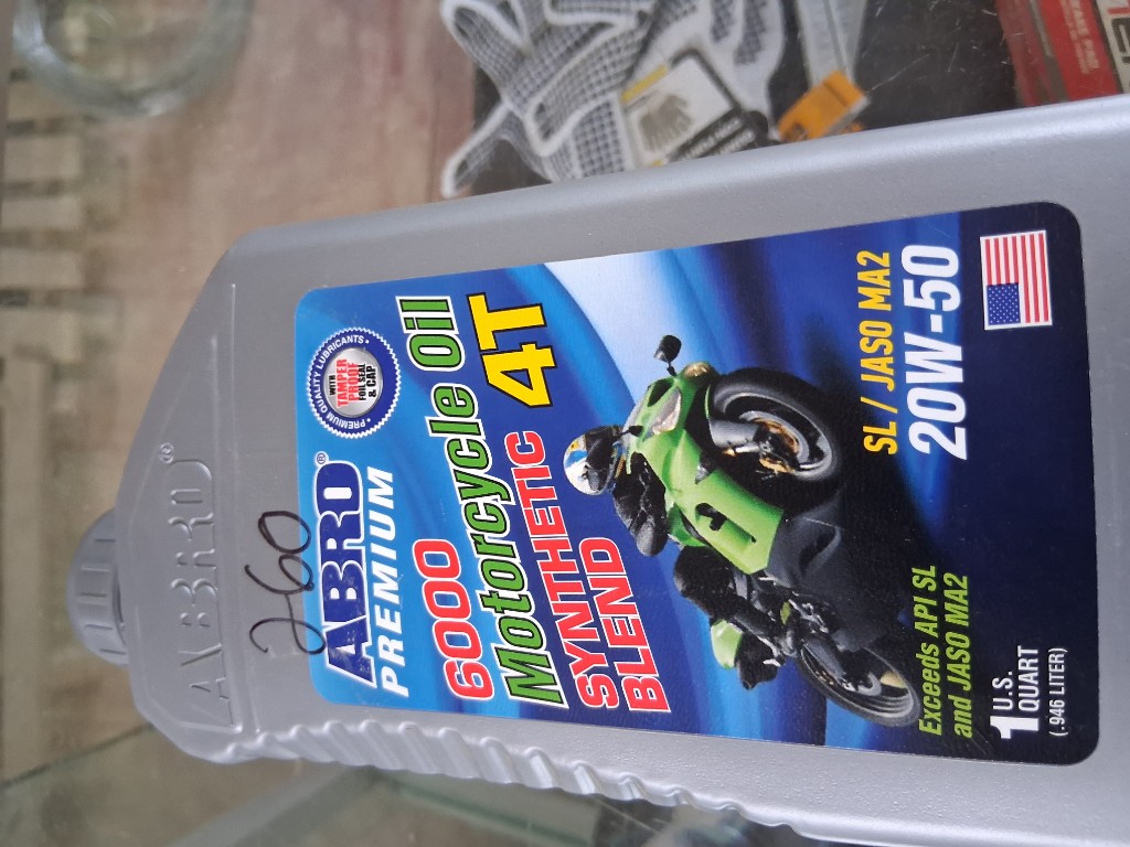 ABRO Premium aceite moto 20W-50 semi sintético plateado