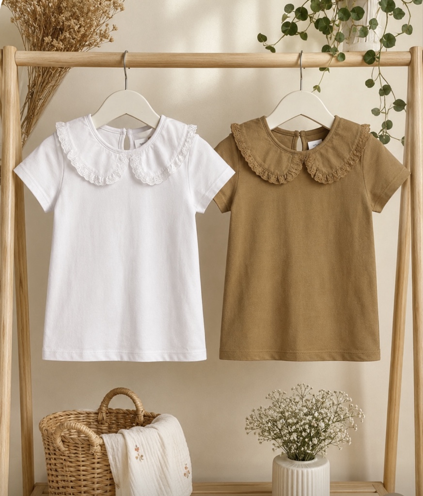 Remeras Emi cuello puntillas