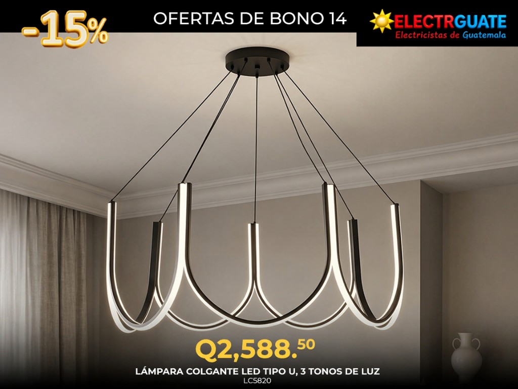 COLGANTE ELEGANTE TIPO U PREMIUM 78W 3 TONOS DE LUCES