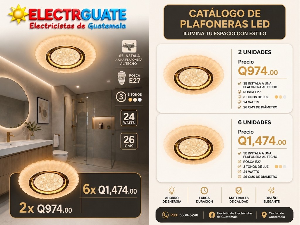 FOCO LED ELEGANTE PREMIUM 3 TONOS DE LUCES 110V/ 6 FOCO
