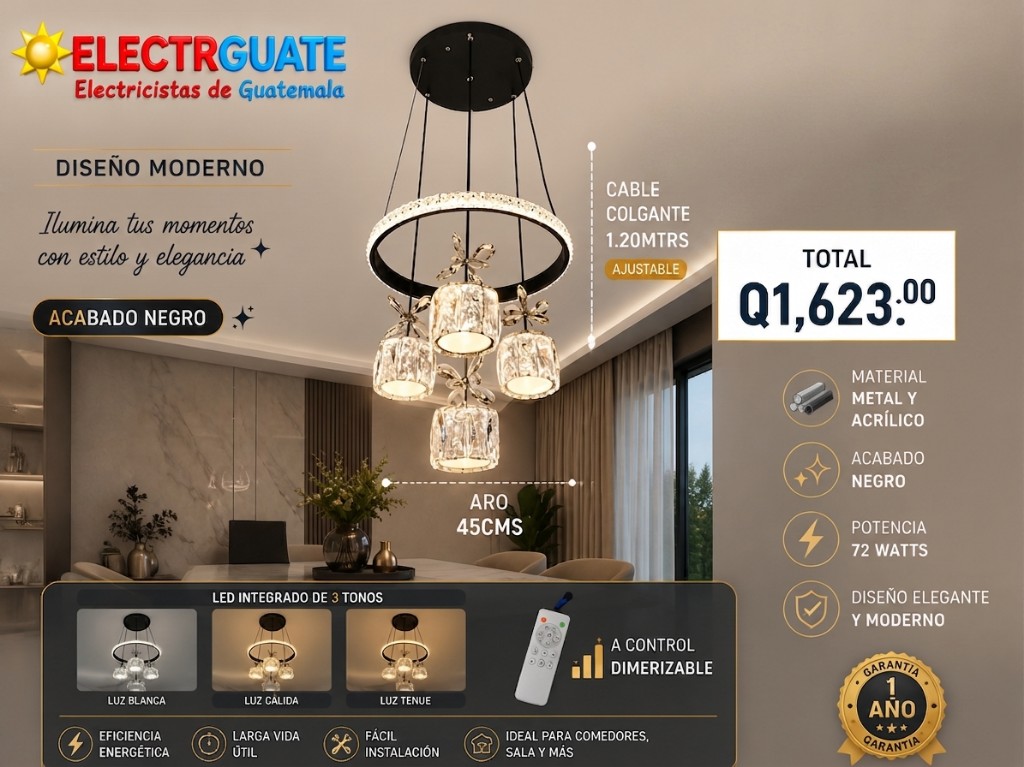 COLGANTE ELEGANTE PREMIUM 78W 3 TONOS DE LUCES