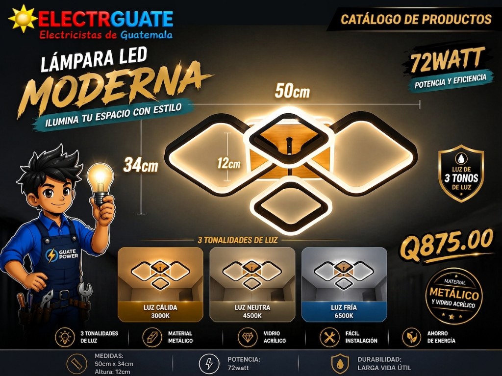 LÁMPARA PREMIUM 72W 3 TONOS DE LUCES 110V