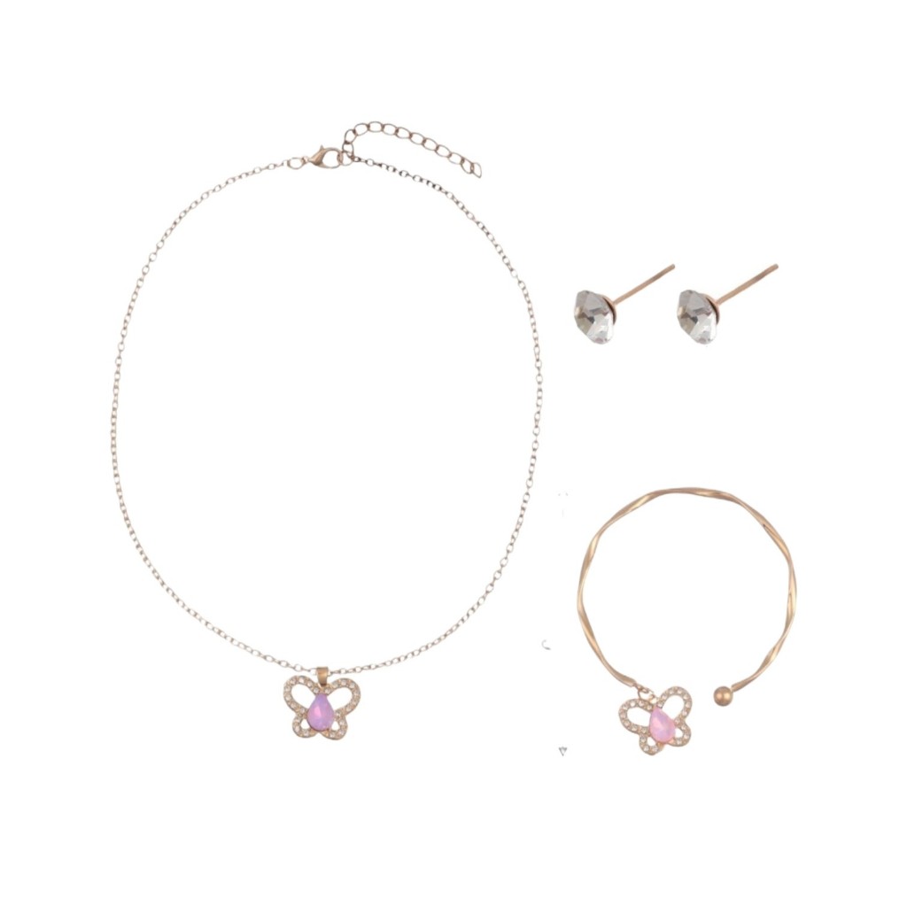 Set Pulsera, Aros y  collar mariposa