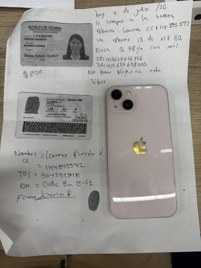 ✅ iPhone 13 de 128 gb rosa 87 %