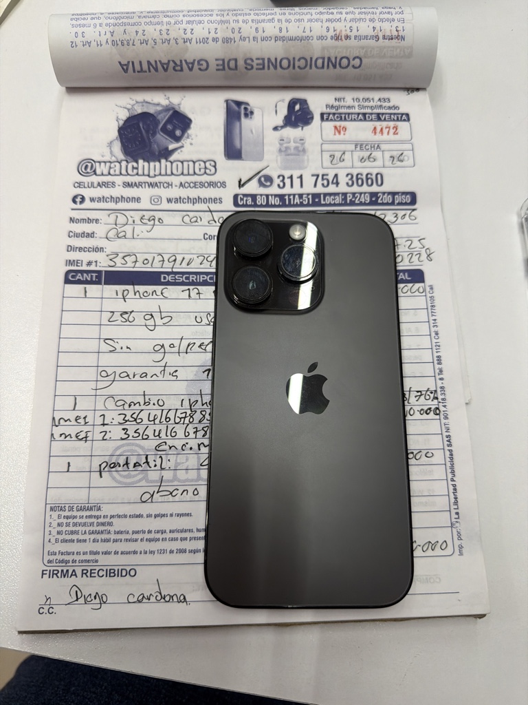 ❌#4662. iPhone 14 pro de 128 GB negro SF 90%
