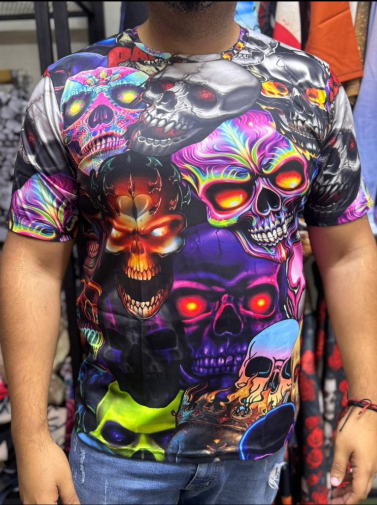 FC45 Franela de calavera de colores