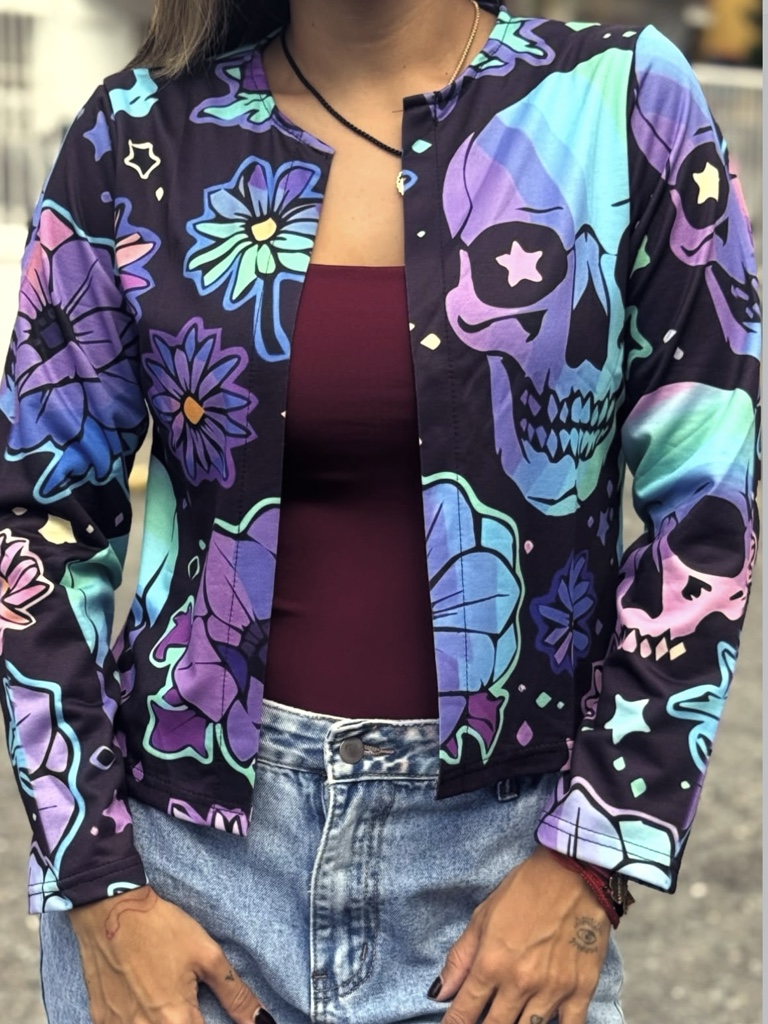 JD34 Jersey calaveras moradas psicodélicas
