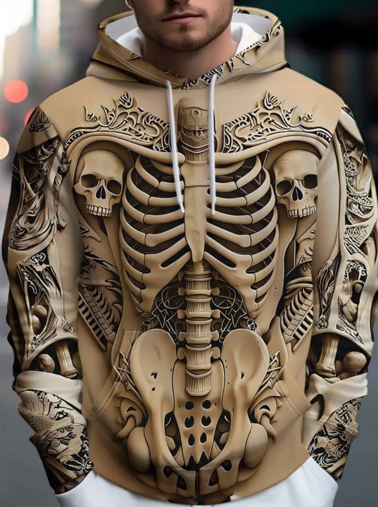 SC58 Suéter de Calavera marrón con capucha