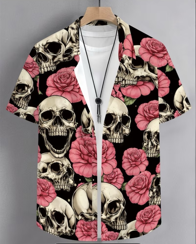 CC15 Camisa de calavera con rosas