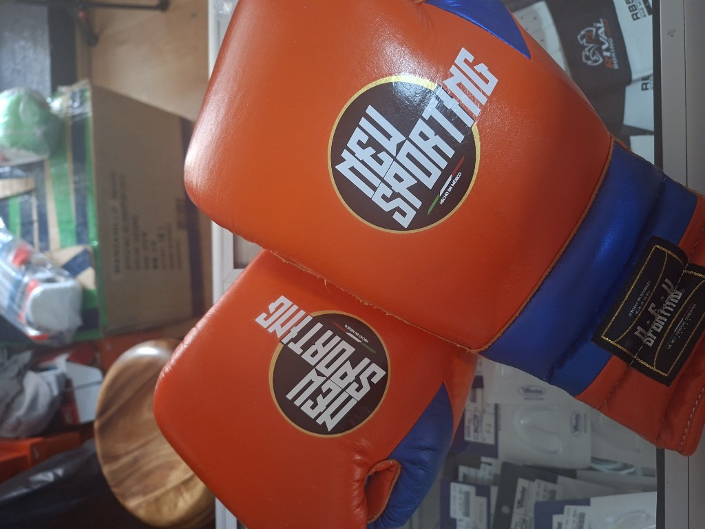 New Sporting guantes boxeo naranja/azul