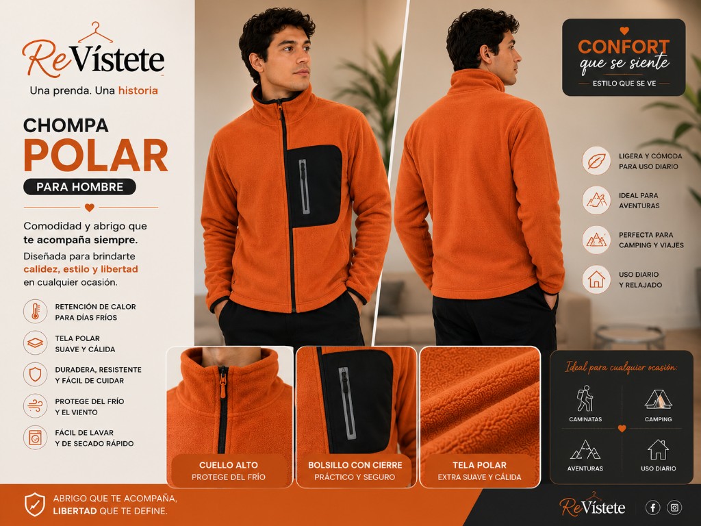 A44. Chompa polar para caballero colombiana, Talla M