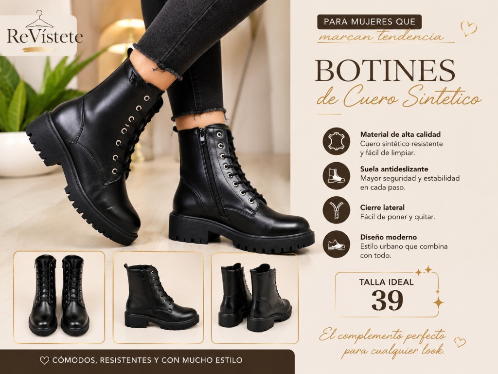 A.26 Botines negros, Talla ideal 39