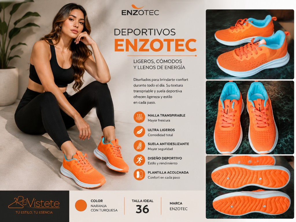 A23. Zapatos deportivos colombianos, ENZOTEC, Talla ideal 36