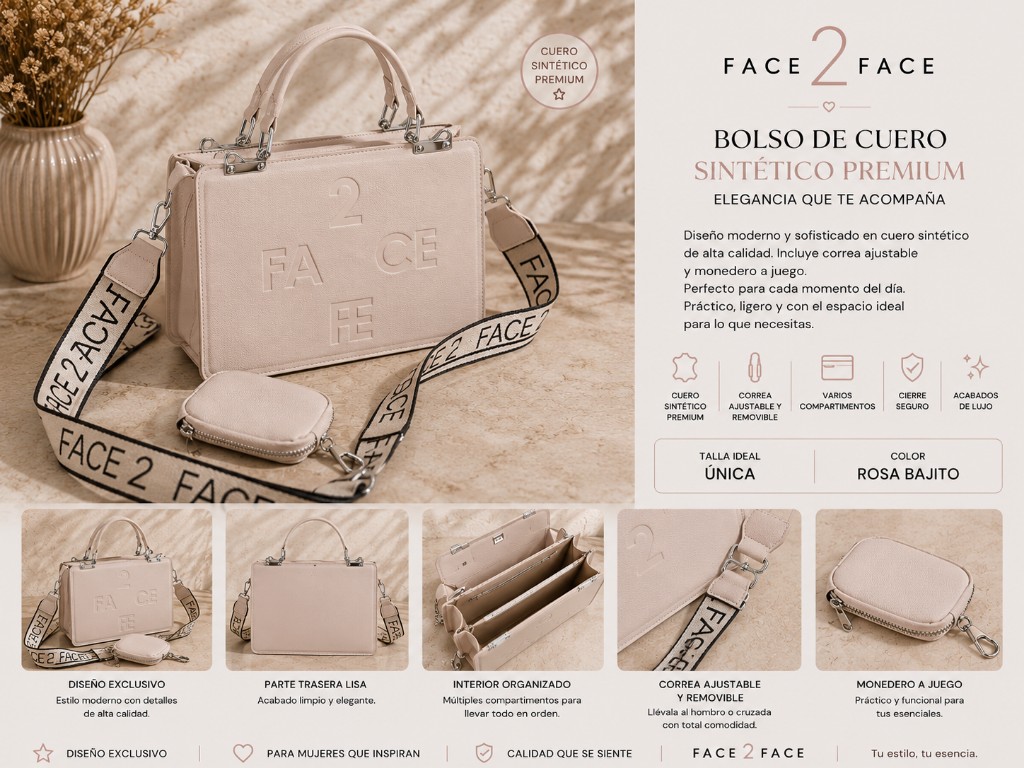 A1. Bolso Face2Face bolso rosa pálido, A1.