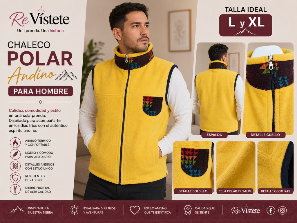 A32. Chaleco polar andino, Talla ideal L y XL