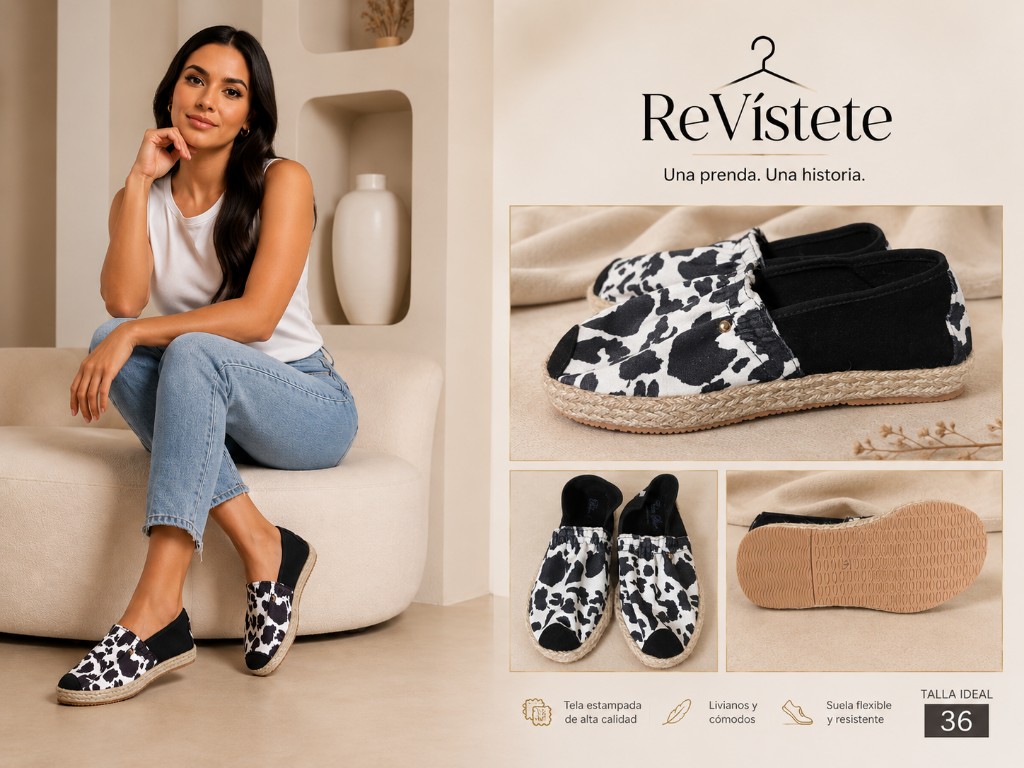 A21. Alpargatas colombianas de vaquita, Talla ideal 36