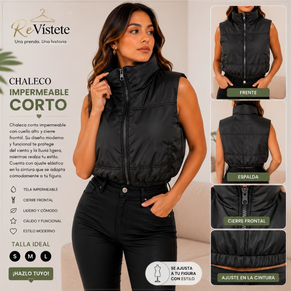 A51. Chaleco impermeable colombiano, Talla ideal S, M y L