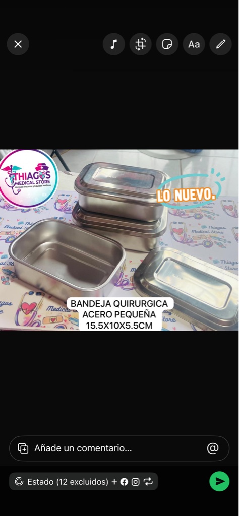 Bandeja quirurgica acero pequena