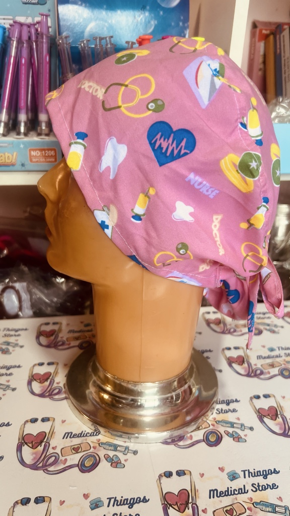 Gorro quirurgico rosa estampado