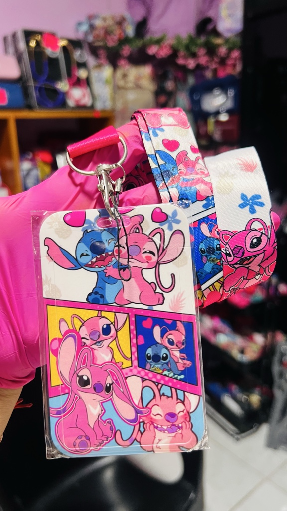 Porta credencial Stitch rosa