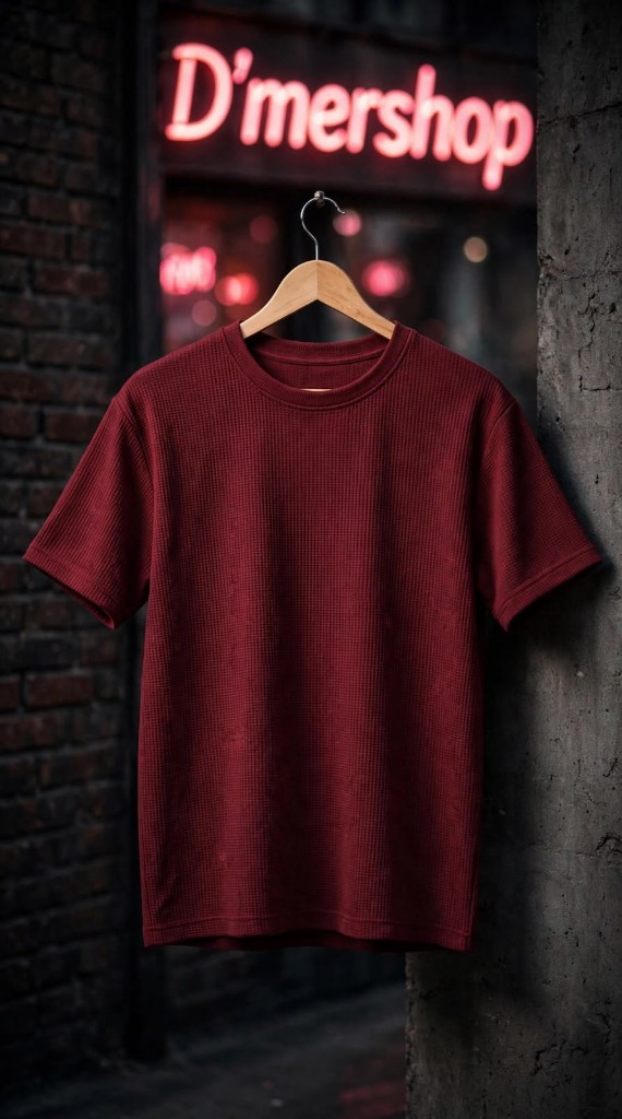 CAMISETA STANDARD TEXTURA WAFFLE - VINO TINTO