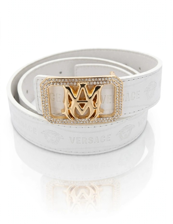 💥 CINTURÓN VERSACE BLANCO AMIRI - EDICIÓN WHITE DIAMOND💥