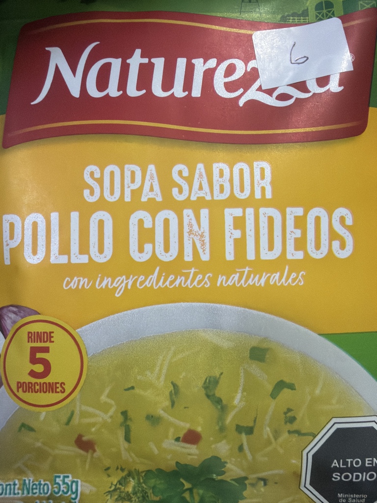 Sopa sabor pollo con fideos NATUREZZA 55g