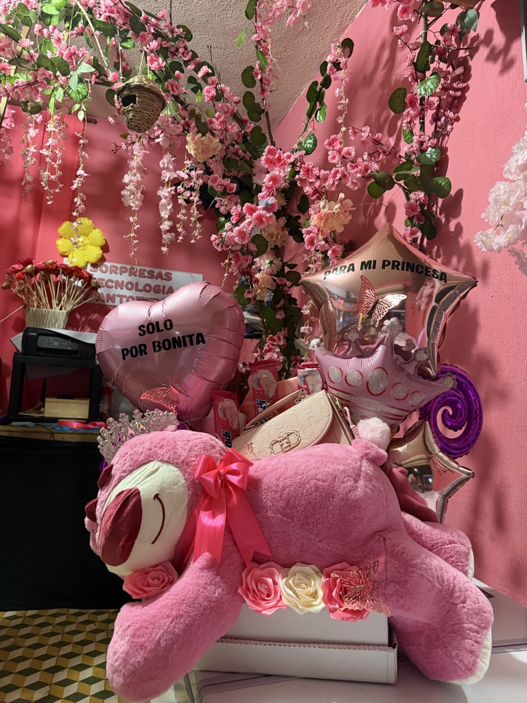 Ramo rosado con peluche