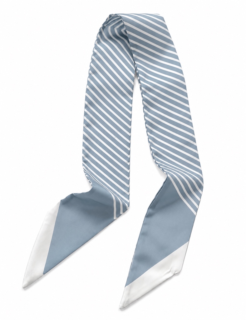 Mascada azul con blanco rayas