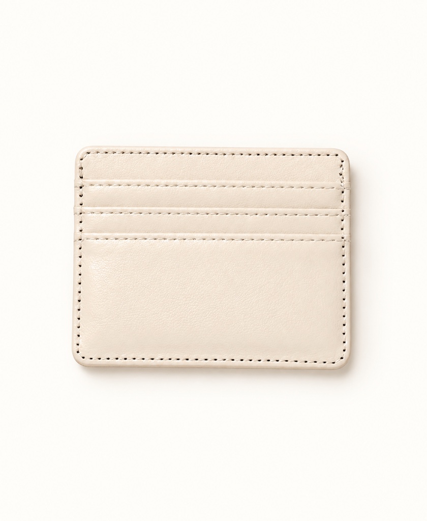 Tarjetero beige piel
