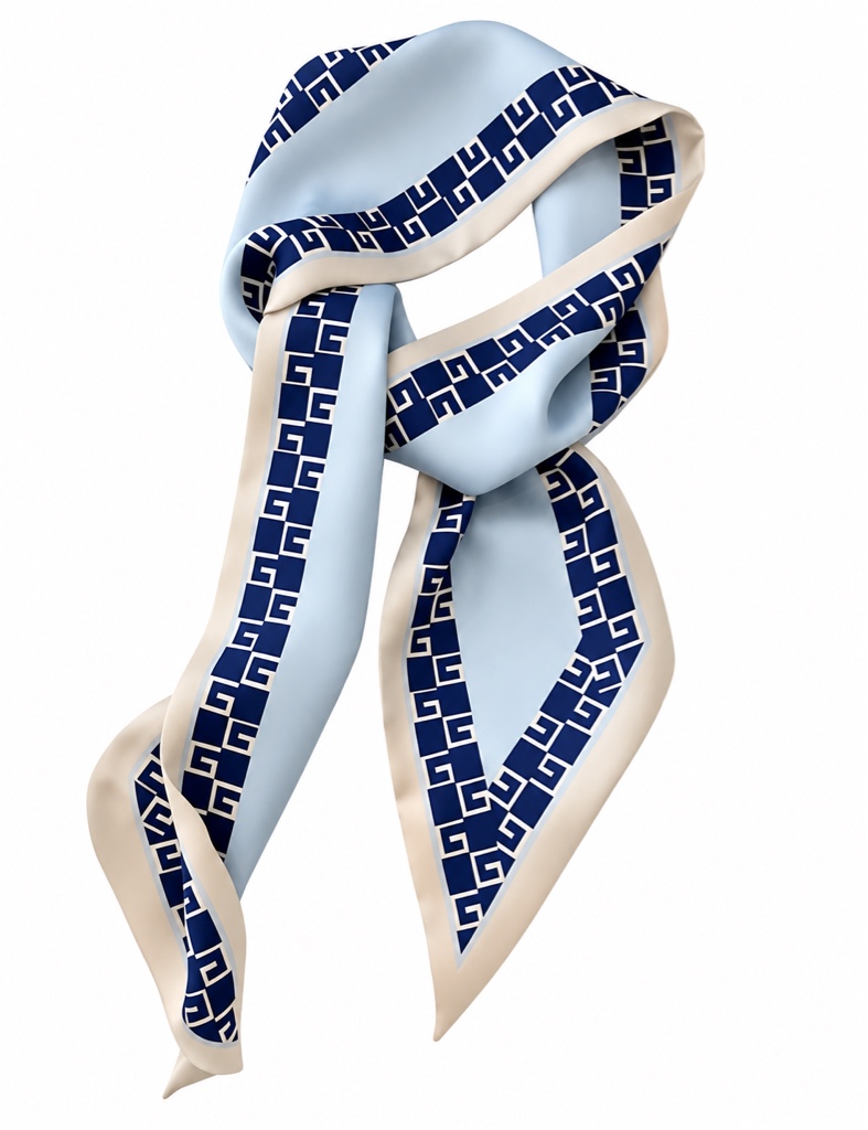 Mascada azul estampada