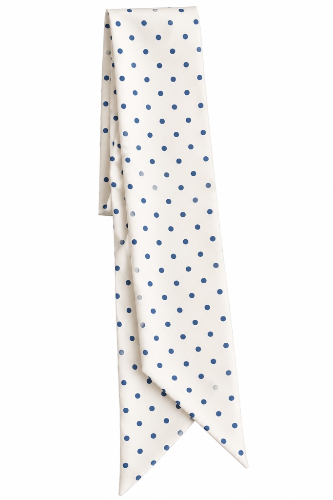 Mascada blanca polka azules