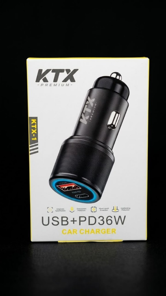 cargador carro USB+PD 36W negro