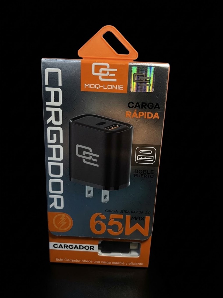 MOQ-LONIE cargador negro 65W