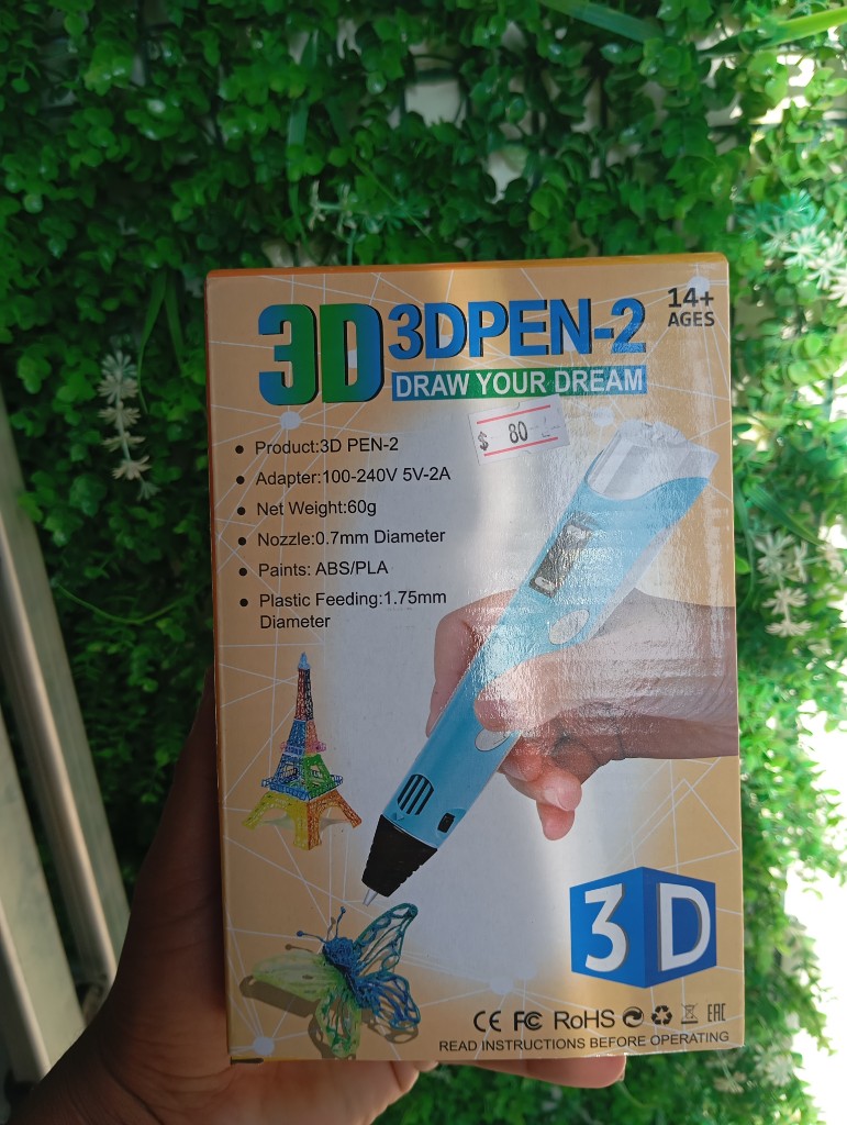 Caneta 3D azul plástico com ponta fina