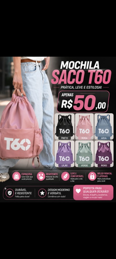 Mochila saco t60 academia