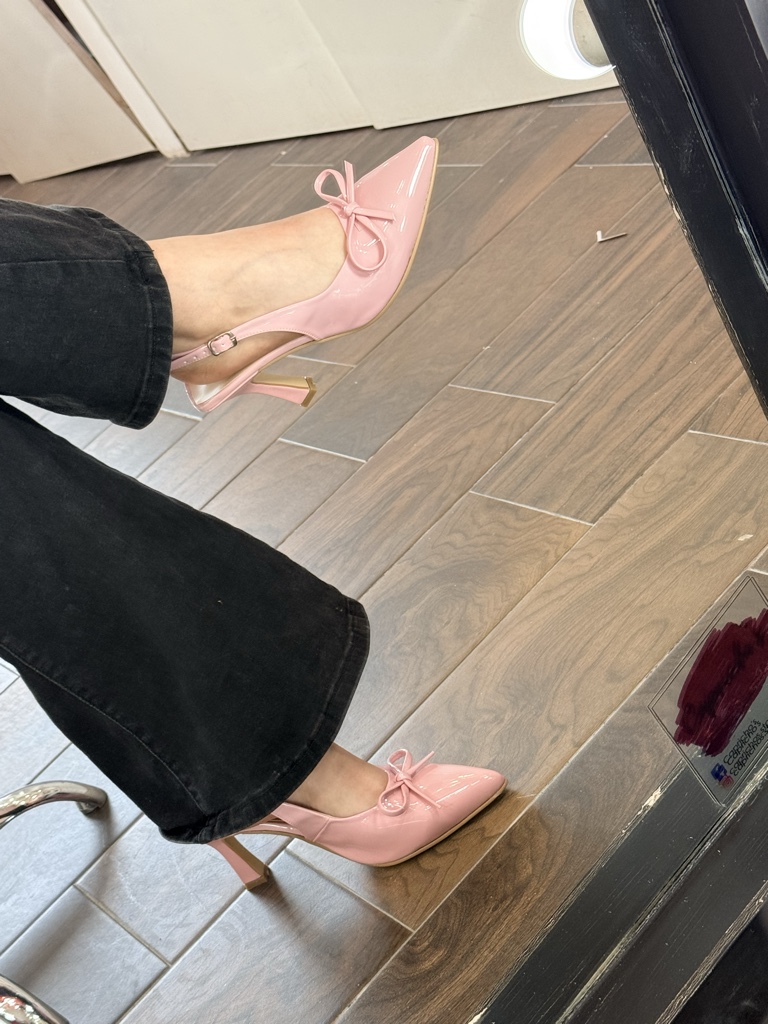 Tacones charol moño rosa