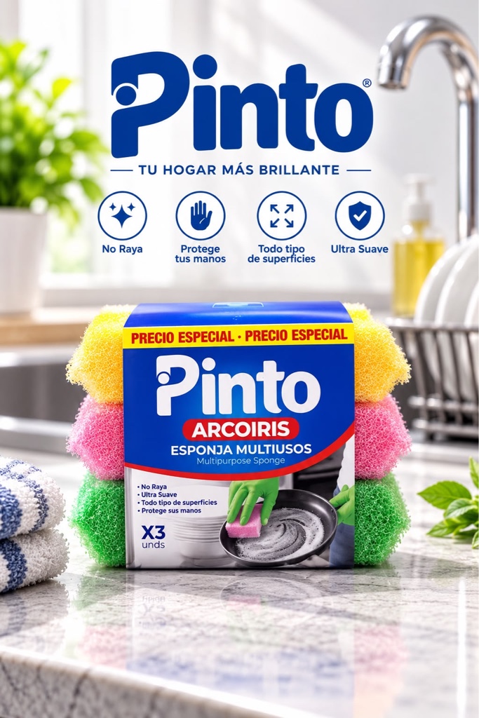 Esponjilla multiusos arcoíris x3un
