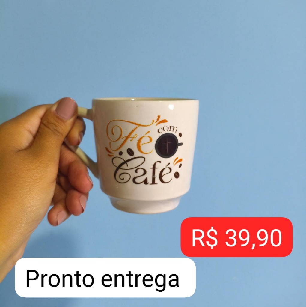 Caneca Fé com Café branca
