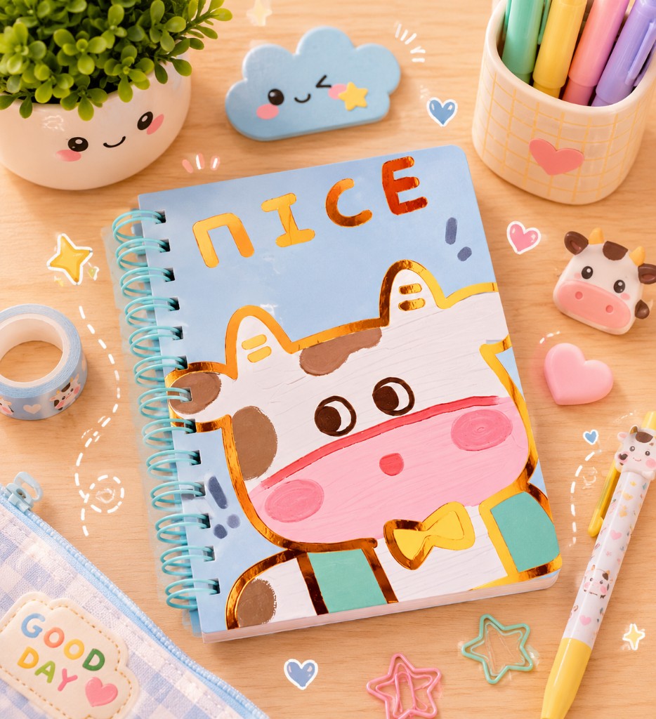 Cuaderno Kawaii 🐄 17,5 x 12,5 cm.