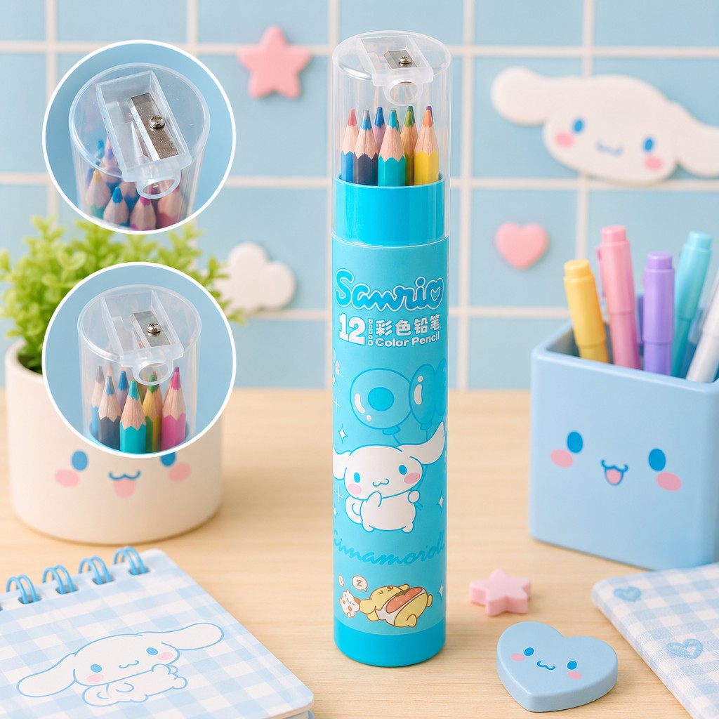 Estuche de lápices con sacapuntas SANRIO 12 colores