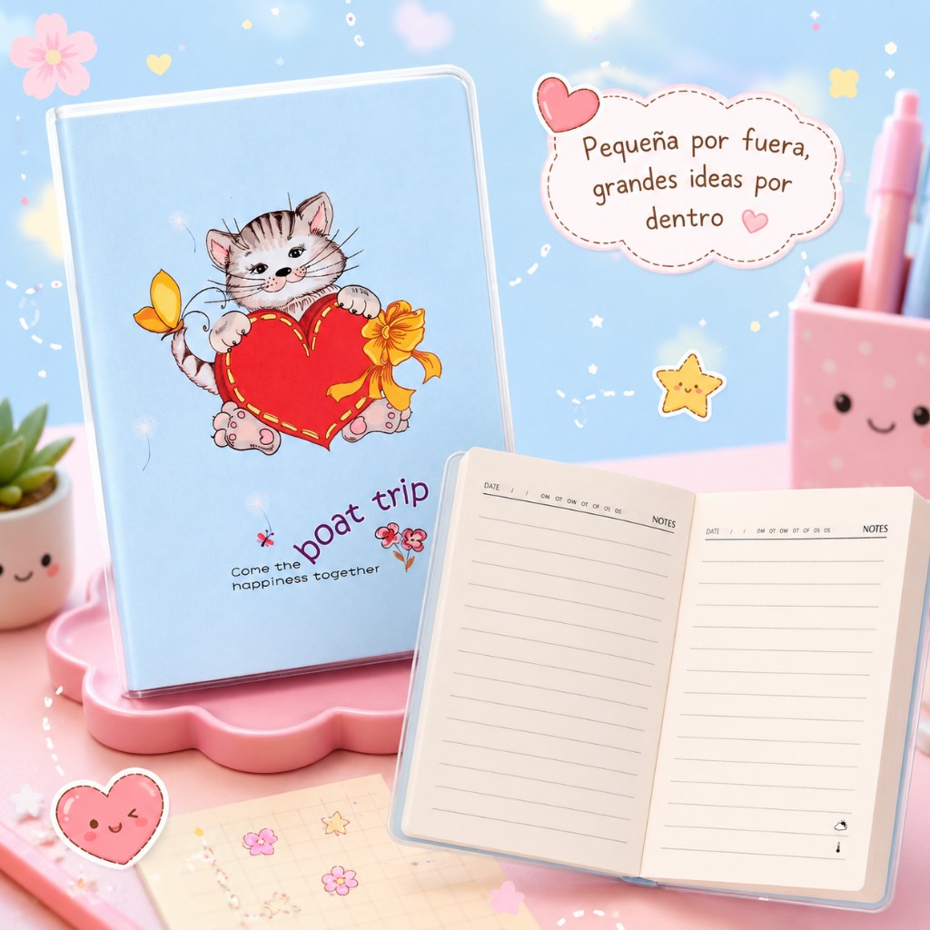 Libreta con forro plástico 🐱💝
