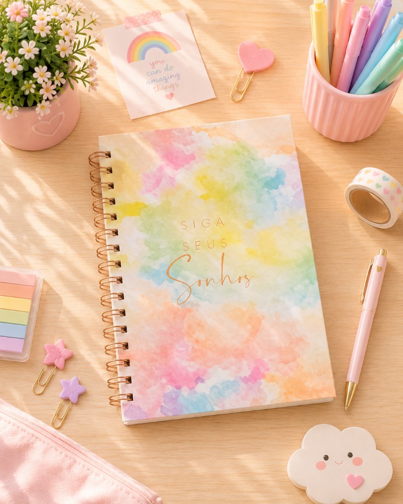 Cuaderno frase "SIGA SUS SUEÑOS" 🌈