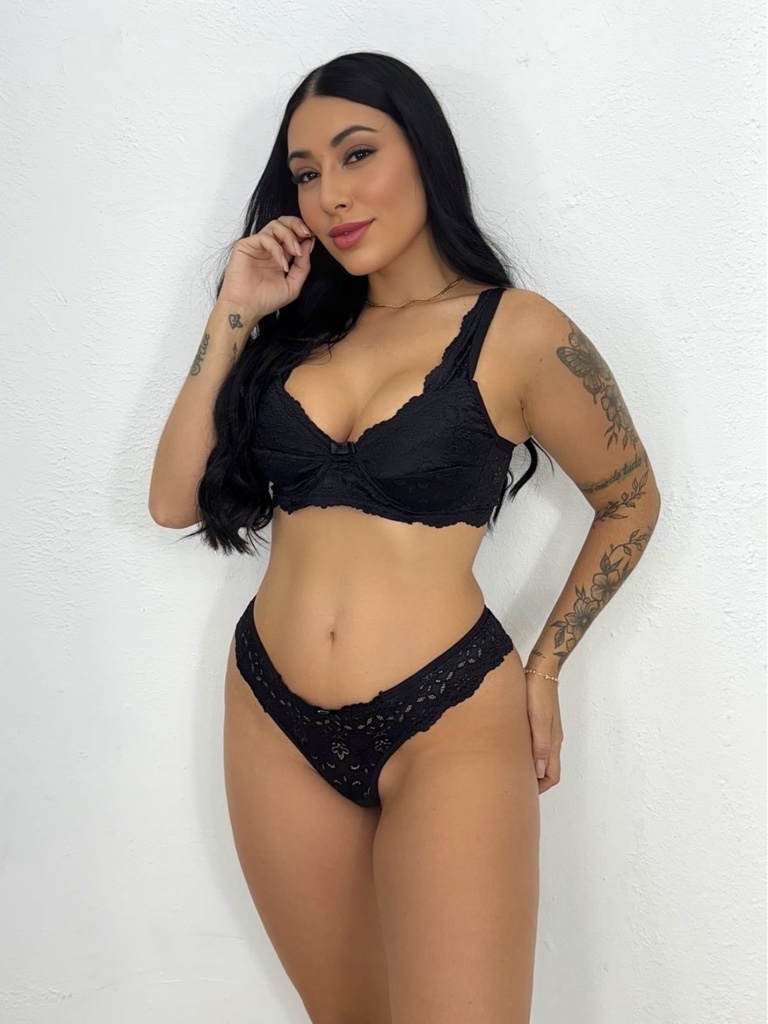 Conjunto renda s/bojo preto