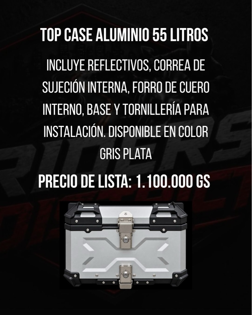 Top Case aluminio 55L gris plata