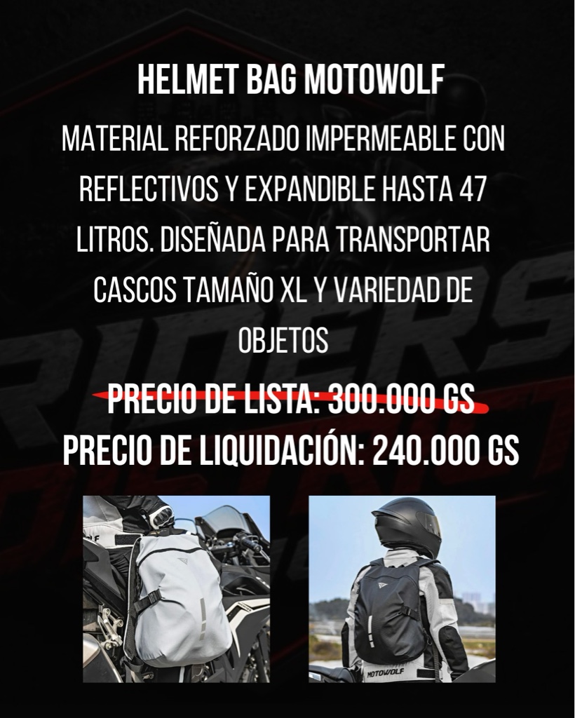 Motowolf mochila porta casco